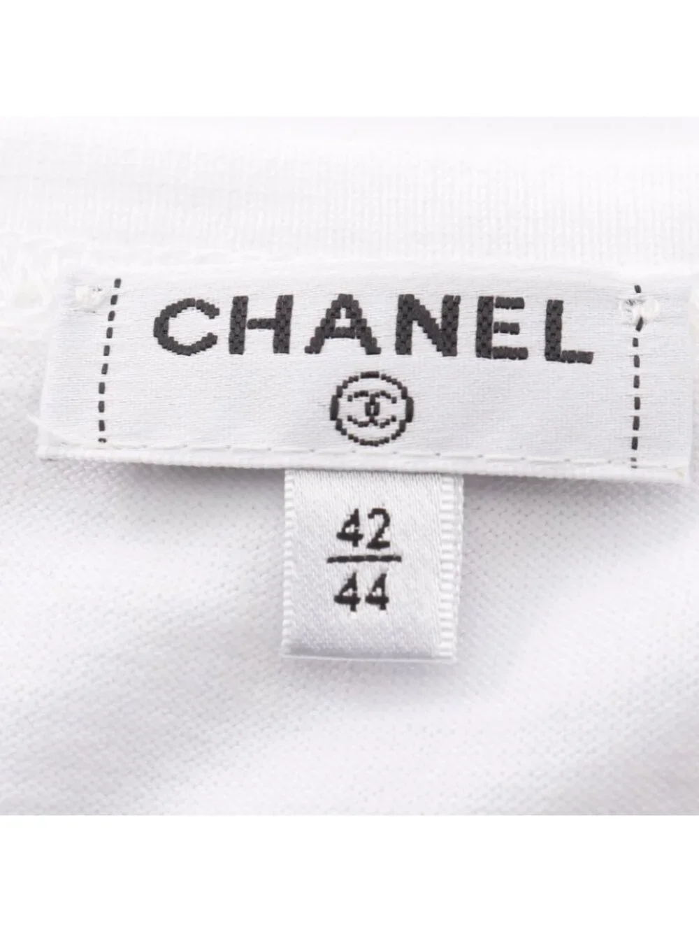 Chanel Short Sleeve T-Shirt Lace Logo Cotton